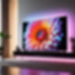 LED backlight strip installed behind an LG TV, showcasing vibrant colors