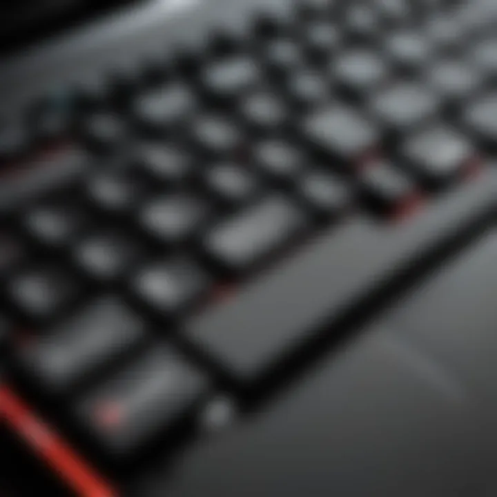 Close-up of Lenovo ThinkPad keyboard highlighting its ergonomic layout