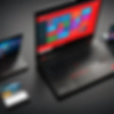 Versatile Connectivity Options of Lenovo ThinkPad Lenovo ThinkPad connected to various devices showcasing its versatility