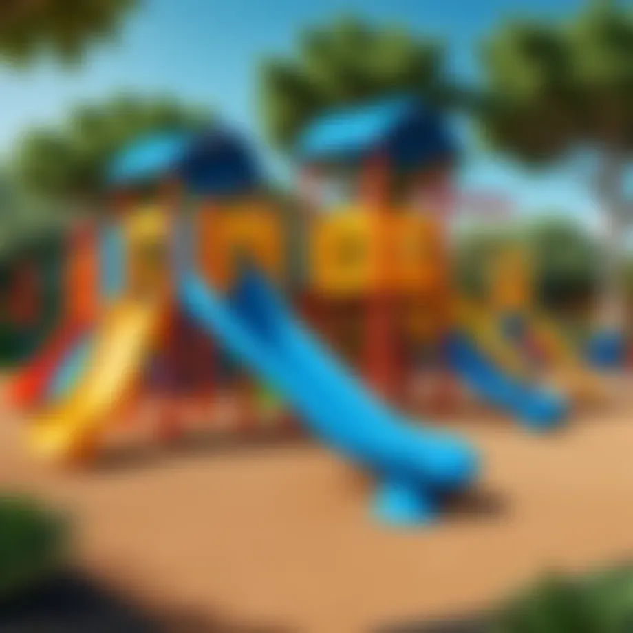 A vibrant playground filled with diverse equipment for all ages