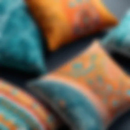 Elegant outdoor pillow showcasing intricate patterns and vibrant colors