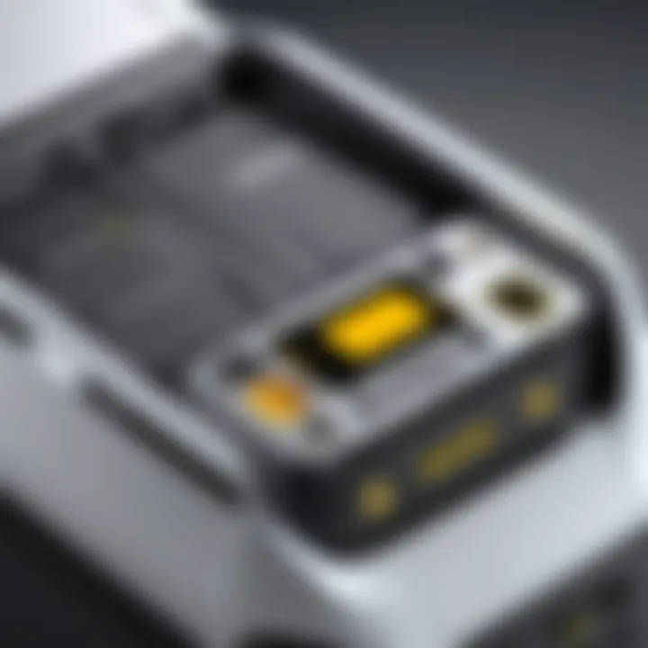 Close-up of a Mavic Mini battery and charging ports