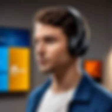 User experiencing immersive audio with the Microsoft Store Wireless Headset.