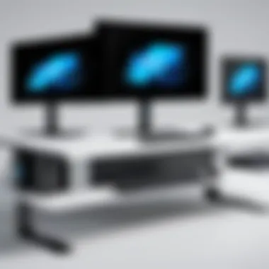 Diverse Styles of Monitor Table Stands Different styles of monitor table stands on display