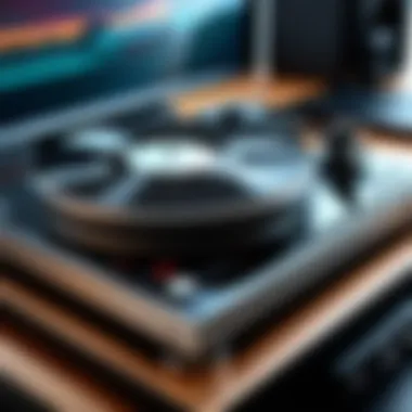 Audiophile Experience with Onkyo Turntables An audiophile enjoying music on an Onkyo turntable setup