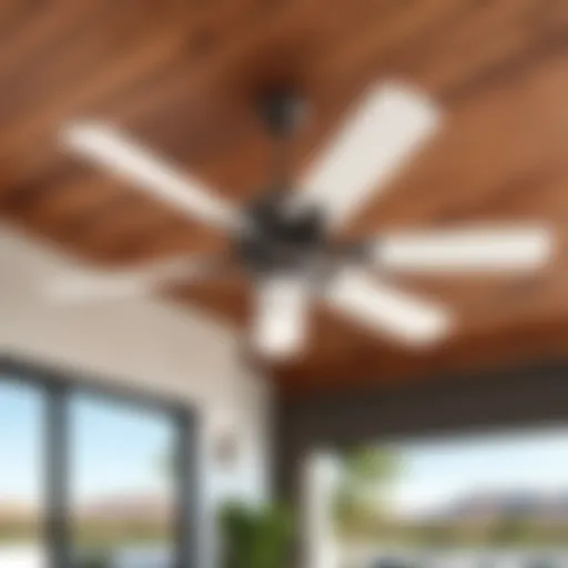 Stylish outdoor ceiling fan installed on a patio