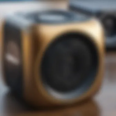 Close-up of key features of a popular outdoor mini speaker