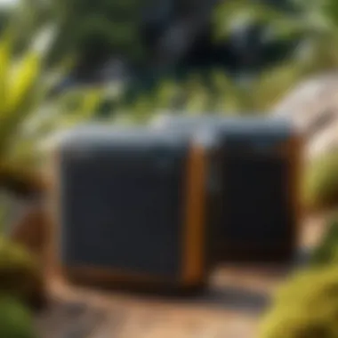 Showcasing Portability of Outdoor Mini Speakers Portable outdoor mini speakers showcased in a natural setting