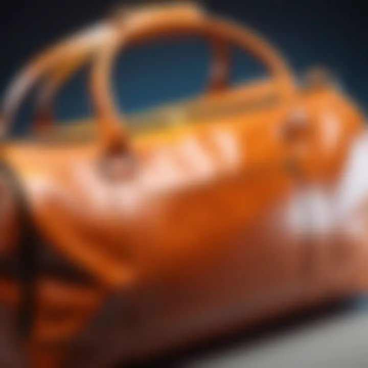 Close-up of high-quality materials used in Piel duffel bags.