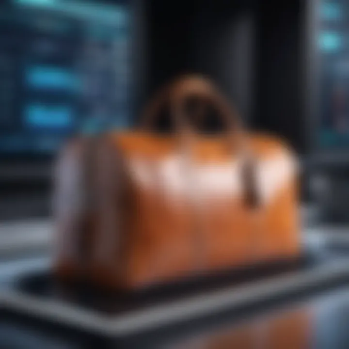 Piel duffel bag in a travel setting emphasizing practicality.