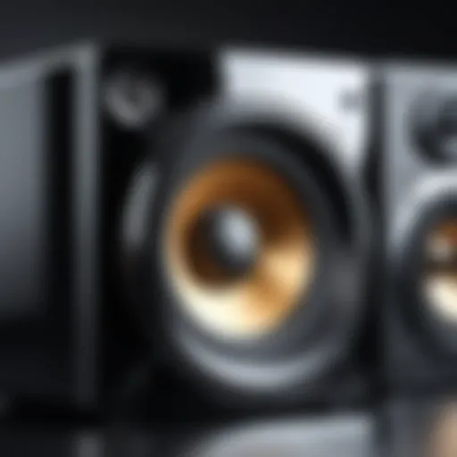 A close-up of a refurbished speaker showcasing its features