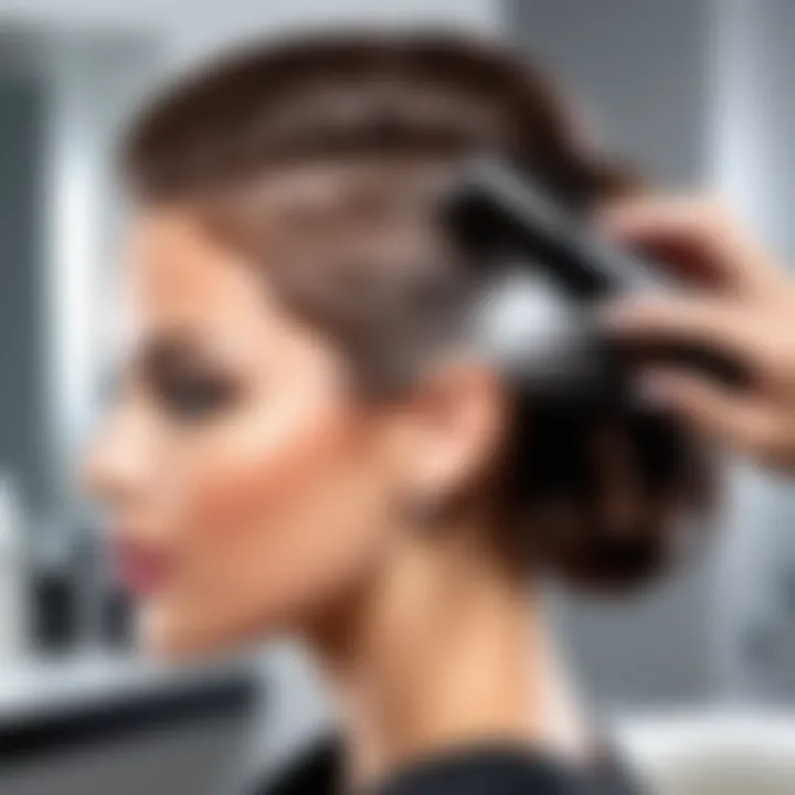 Professional stylist applying Salon Grafix Extra Super Hold Hairspray