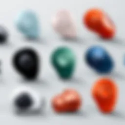 Illustration showcasing different Samsung Buds models