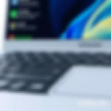 Keyboard and Touchpad Detail of Samsung Galaxy Chromebook 2 i3 Close-up of Samsung Galaxy Chromebook 2 i3 keyboard and touchpad