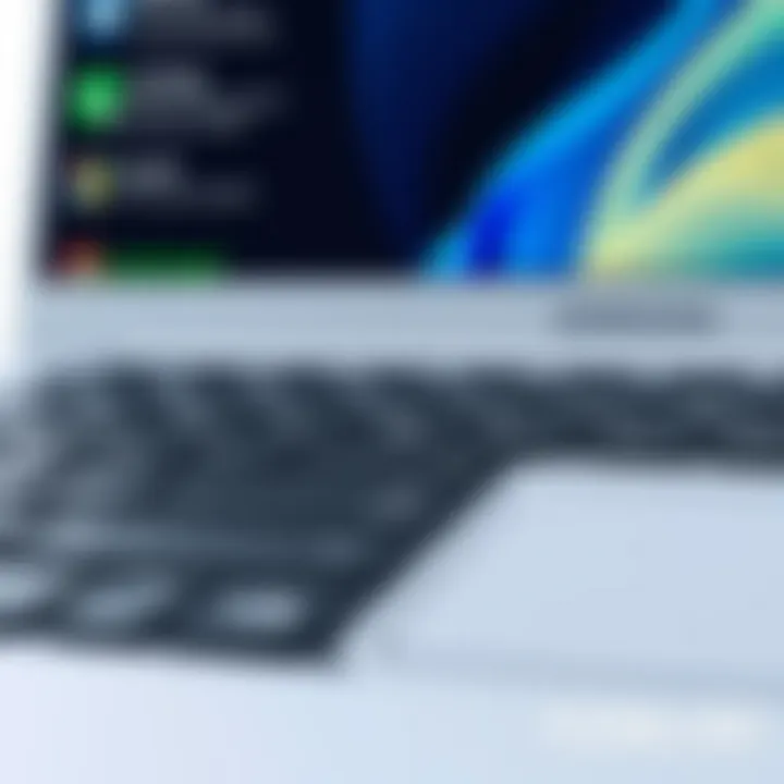 Keyboard and Touchpad Detail of Samsung Galaxy Chromebook 2 i3 Close-up of Samsung Galaxy Chromebook 2 i3 keyboard and touchpad