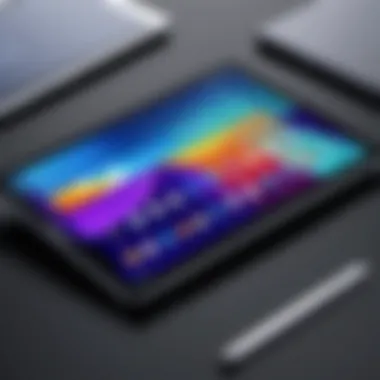 Close-up view of Samsung tablet showcasing its sleek design and display