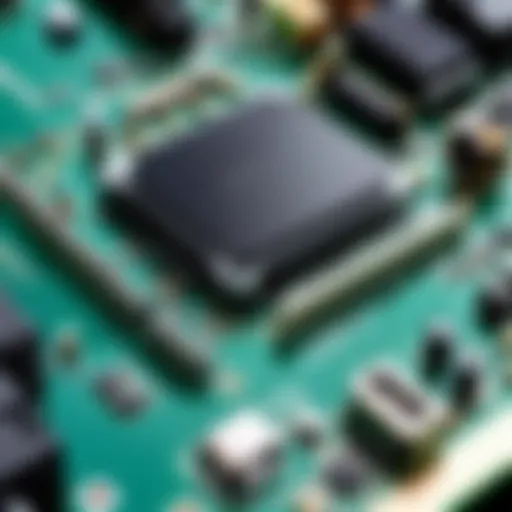 Close-up view of Samsung TV motherboard highlighting components