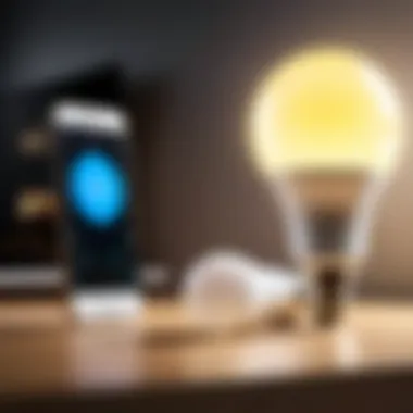 Smart LED Bulbs with Remote Functionality Close-up view of smart LED light bulbs with remote controls