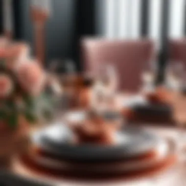 Chic Rose Gold Table Decor Sophisticated table setting featuring rose gold accents
