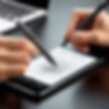 Boosting Productivity with a Stylus Pen Stylus pen enhancing productivity on a Motorola phone