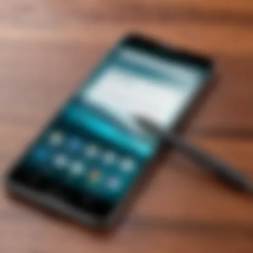 Stylus pen in action on a Motorola phone screen