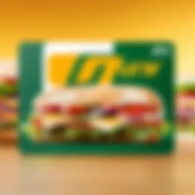 Gift Card and Sandwich Delight Close-up of Subway sandwich with gift card in the background