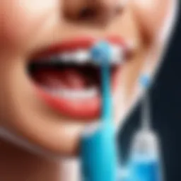 Detailed illustration of a toothbrush and Waterpik side by side, showcasing their unique features.