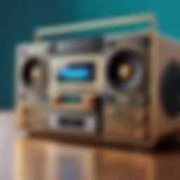 Vintage boombox showcasing early design elements