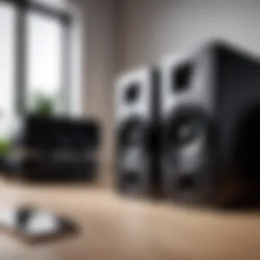 User enjoying an immersive audio experience with speakers