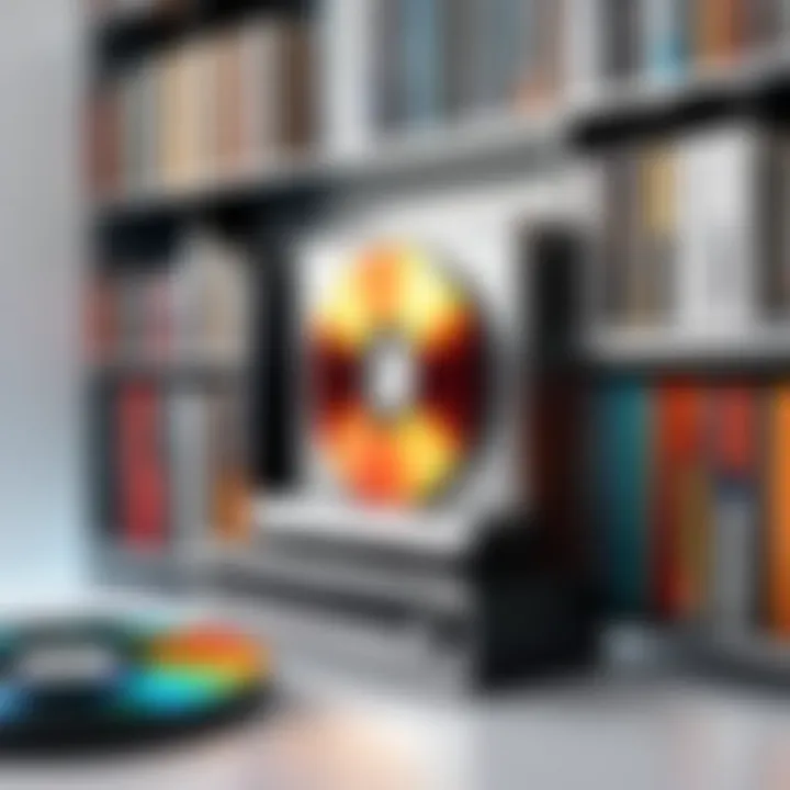Artistic arrangement of books and CDs highlighting design aesthetics