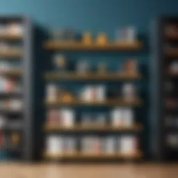 Modern bookshelf showcasing eclectic book collection and decorative items