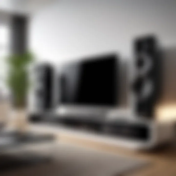 Stylish CD stereo system integrated into a contemporary living room