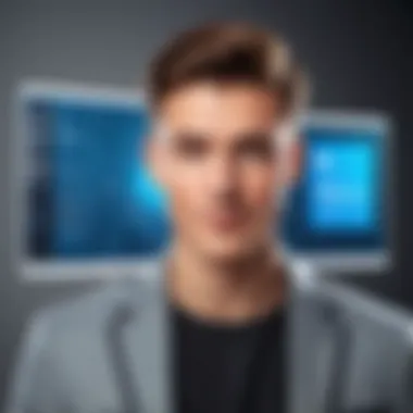 Personal Branding in Networking A professional enhancing their profile on a networking site, focusing on personal branding