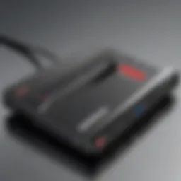 Dock station connected to Lenovo ThinkPad showcasing multiple ports