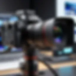 Close-up of a professional facecam setup featuring high-quality camera and microphone equipment