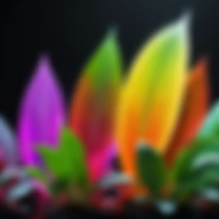 A close-up of plant foliage benefiting from optimal LED light spectrum