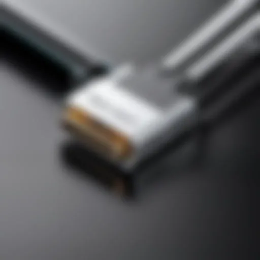 Detailed view of a Mini DisplayPort connection on a laptop