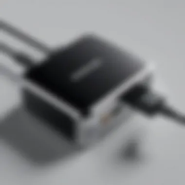 Close-up of a Samsung Chromebook USB charger showcasing its design and features