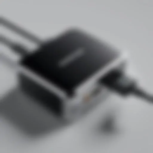Close-up of a Samsung Chromebook USB charger showcasing its design and features