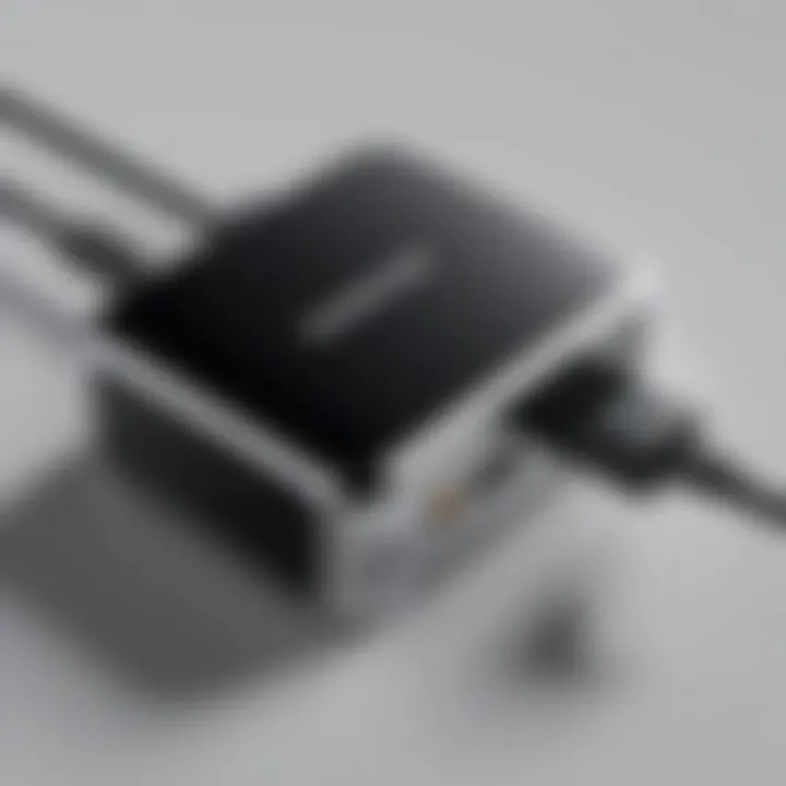 Close-up of a Samsung Chromebook USB charger showcasing its design and features