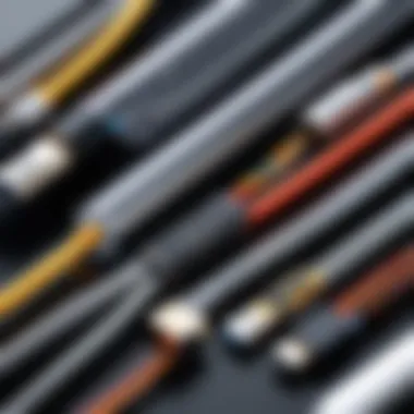 Materials Used in Sleeved USB Cable Construction Close-up of various materials used in the construction of sleeved USB cables.