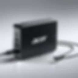 Detailed view of the Acer Chromebook AC adapter showcasing its design and features