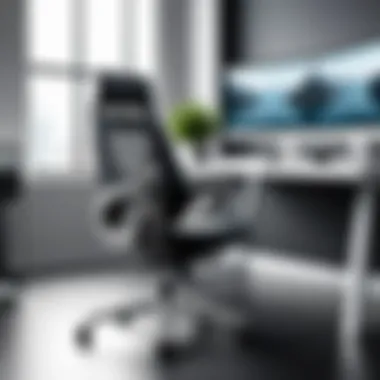 Modern office setup featuring a stylish computer chair