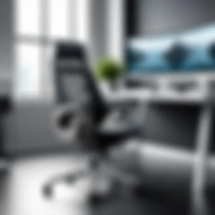 Modern office setup featuring a stylish computer chair