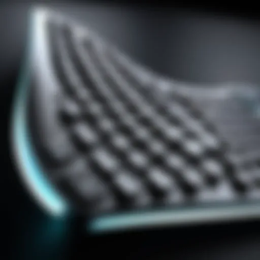 Curved keyboard design showcasing ergonomic layout