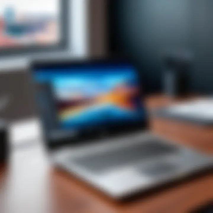 An HP EliteBook in use in a modern office setting, illustrating its professional applications.