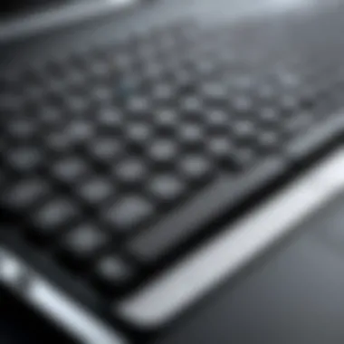 Advanced Security Features of HP EliteBook A close-up of the HP EliteBook's keyboard featuring advanced security options.