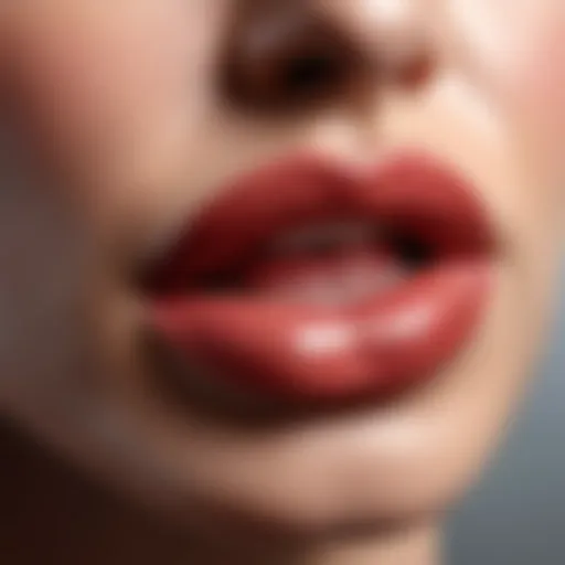 Close-up view of beautifully enhanced lips showcasing fullness and texture.