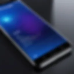 Close-up of a UV ray screen protector on a smartphone