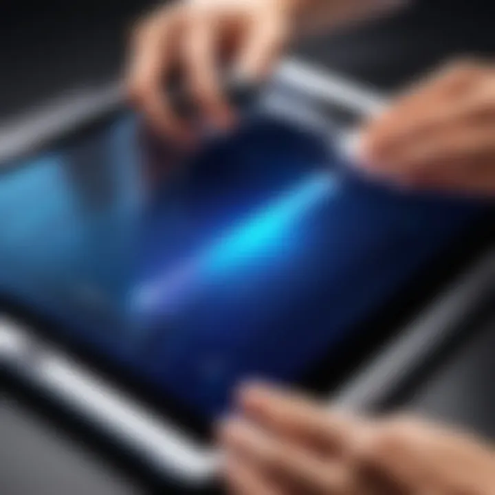 Installation of a UV ray screen protector on a tablet